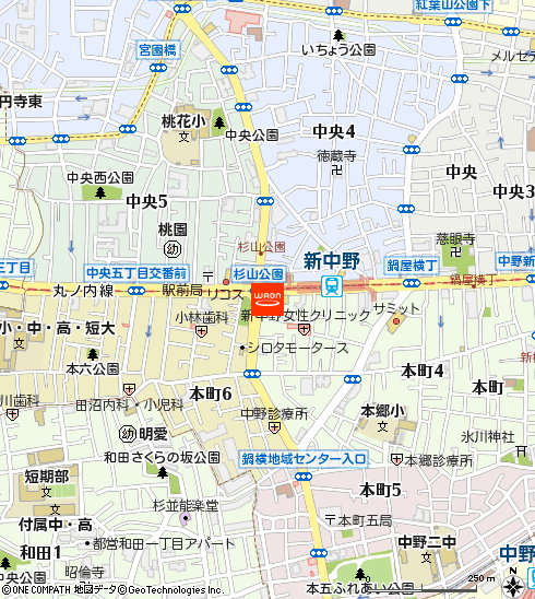 まいばすけっと新中野駅前店付近の地図